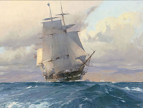 "U.S. Frigate Congress on the California Coast" - Christopher Blossom - Art